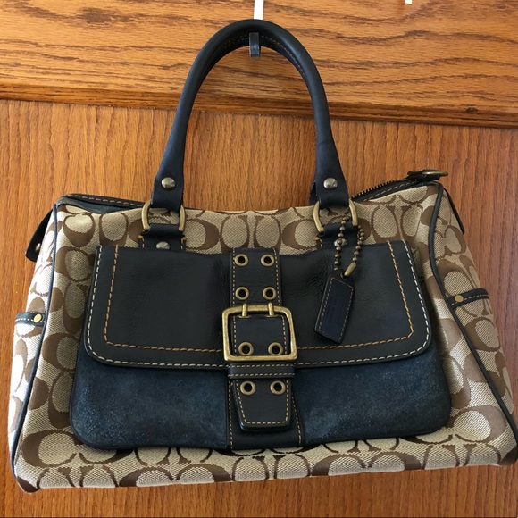 Coach Handbags - Coach Special Edition Navy Suede Satchel #5064